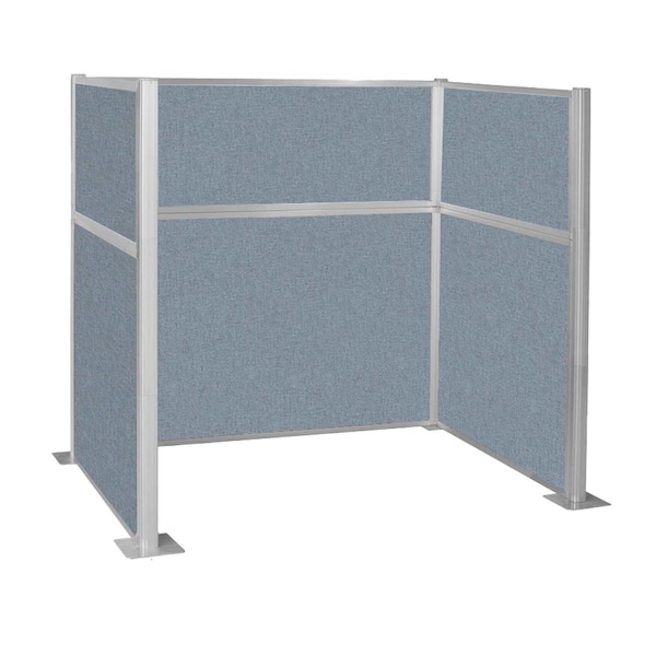 Pre-Configured Hush Panel Cubicle (U Shape) 6' x 4' Powder Blue Fabric
